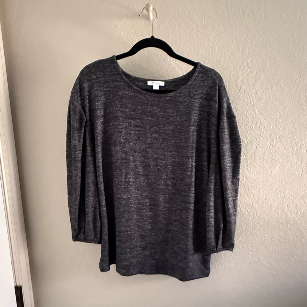 Daily Ritual Puffed Sleeve Charcoal Long Sleeve Top (lightweight fleece)